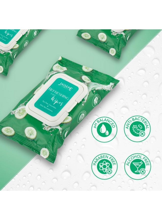 جاكلين يو أس أيه مناديل منعشة للوجه - غنية بخلاصة شجرة الشاي والخيار والصبار، 30 قطعة - Image 3