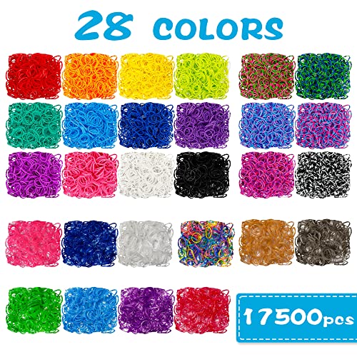INSCRAFT 17500+ Rubber Loom Bands with 3 Layer Blue Container, 28 Colors, 600 S-Clips, 352 Beads, 40 Cartoon Pendant, Bracelet Making Refill Kit for Kids - Image 3