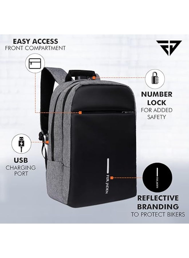 FUR JADEN Anti Theft Number Lock Backpack Bag with 15.6 Inch Laptop Compartment, USB Charging Port & Organizer Pocket for Men Women Boys Girls - Image 5