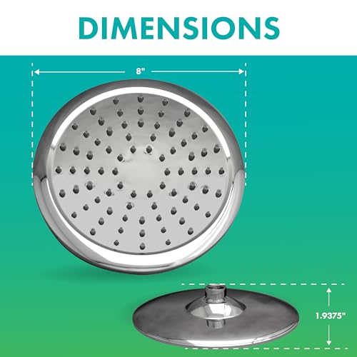 Niagara Conservation N9520CH Rainfall Spa 1-Spray with 2 GPM 8-in. Wall Mount Adjustable Fixed Shower Head in Chrome, 1-Pack | Bathroom Shower Head Sprayer with Pressure Compensation - Image 5