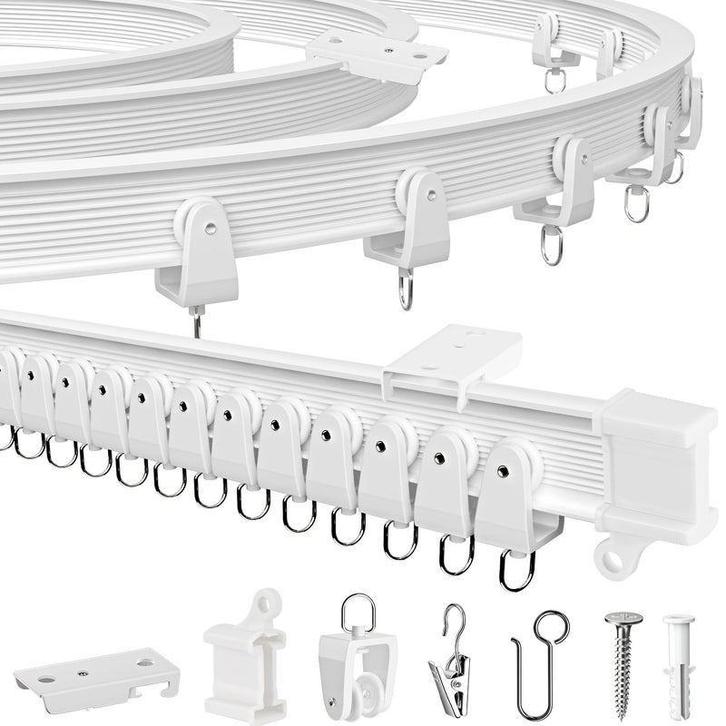 MERDTTES Flexible Bendable Ceiling Curtain Track, 16.4FT (5m), Curtain Track Ceiling Mount for Window, Sliding Curtain Track System, Room Divider for RV, Bathroom, Ceiling Curtain Rod, White - Image 1