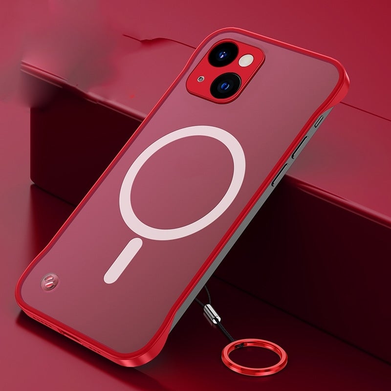 HuHa Protective Cover For iPhone 14 Plus Frosted Soft Four-corner Shockproof MagSafe Phone Case (Red) - Image 2
