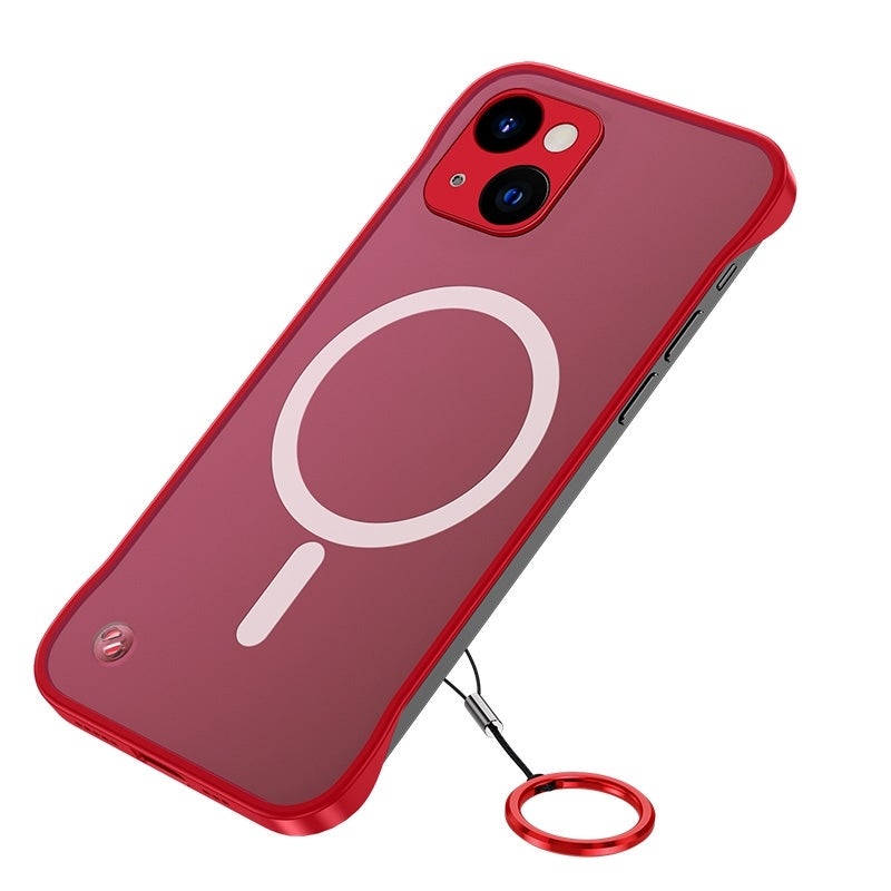 HuHa Protective Cover For iPhone 14 Plus Frosted Soft Four-corner Shockproof MagSafe Phone Case (Red) - Image 1