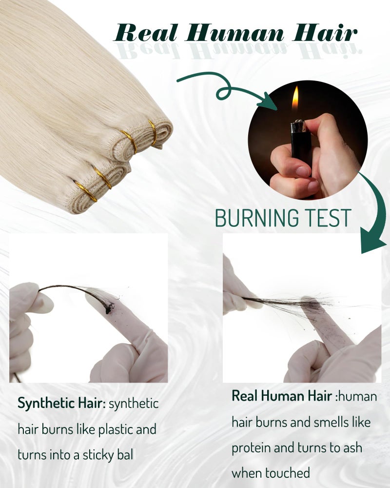 RUNATURE Blonde Weft Hair Extensions Human Hair,#800 Ice Blonde,14 Inch 100g,Straight Short Sew in Hair Extensions Real Human Hair Weft Extensiosn,Full Head Double Weft - Image 3