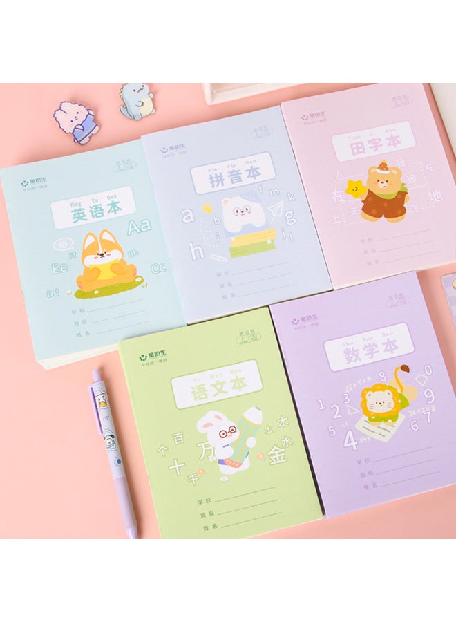 HELPS Primary School Students' Homework Cartoon Cute First Grade Second Grade Mini Notebook Tian Zi Pinyin - Image 4