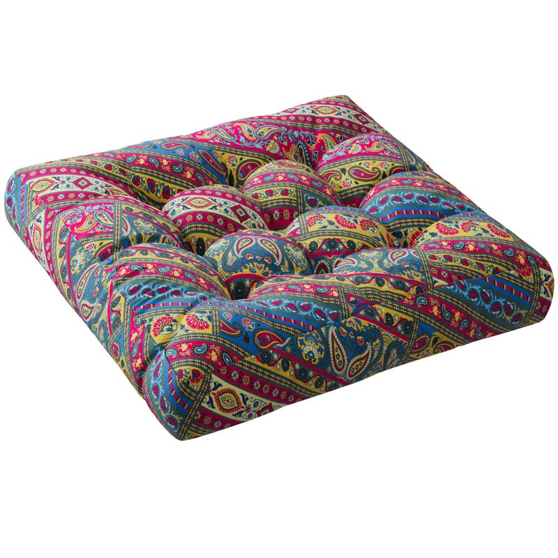 CODi Codi Meditation Pillow Large Pillows Sitting for Adults and Kids Boho Cushions for Yoga Living Room Tatami Sitting Home Decor Memory Foam Added 22x22 Inch Multi Blaidiere