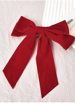 KHAJUL 2-Piece Red Velvet Hair Bow Tail Satin Long Tail Headpieces Barrette Headwear for Women and Girls Gifts  - Image 4