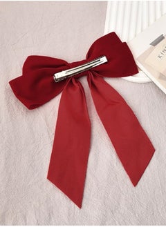 KHAJUL 2-Piece Red Velvet Hair Bow Tail Satin Long Tail Headpieces Barrette Headwear for Women and Girls Gifts  - Image 5