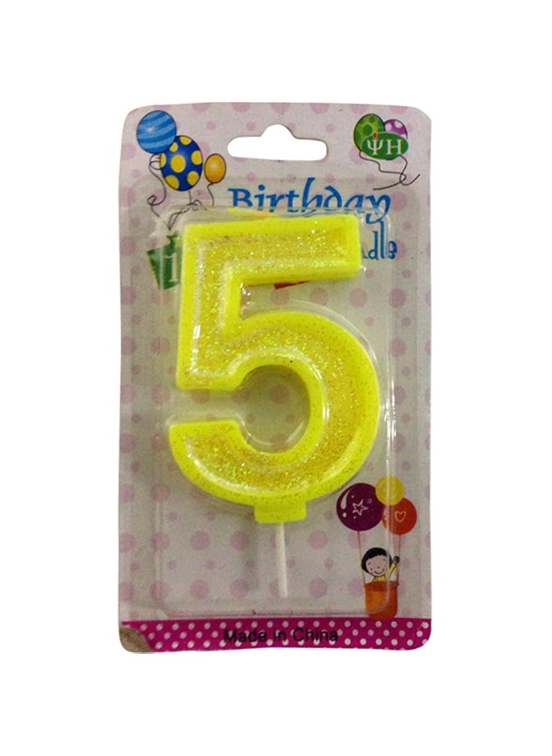 Funcart Funcart Neon Yellow Glitter Five Numerical Cake 