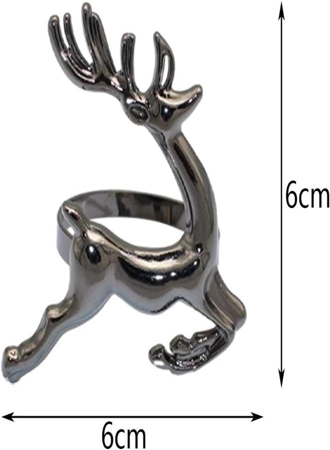 KODORIA 12pcs Deer Napkin Rings Christmas Elk Napkin Ring Holders Antler Napkin Paper Alloy Holder for Xmas Holiday Party Dining Table Decoration - Black - Image 2
