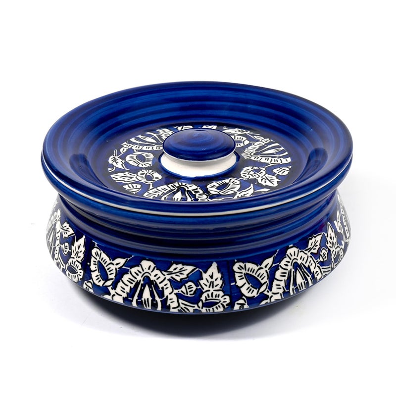 SG Shadowgreen ShadowGreen | Ceramic Serving Dekchi | Serving Bowl with Lid | Dinner/Gravy Bowl | Blue Mughal Design | Set of 1 | (Large (1000ML)) - Image 3