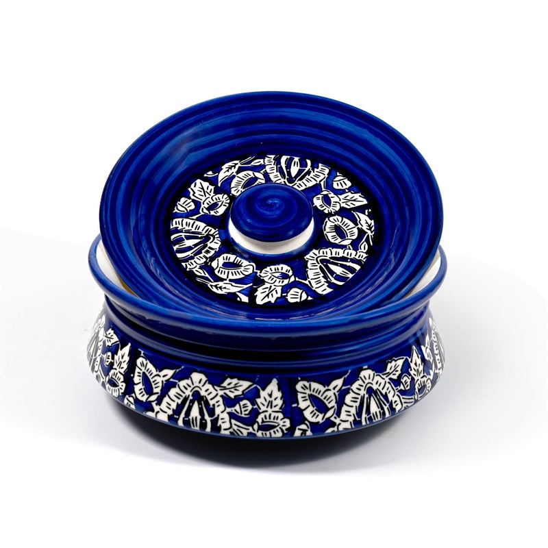 SG Shadowgreen ShadowGreen | Ceramic Serving Dekchi | Serving Bowl with Lid | Dinner/Gravy Bowl | Blue Mughal Design | Set of 1 | (Large (1000ML)) - Image 4