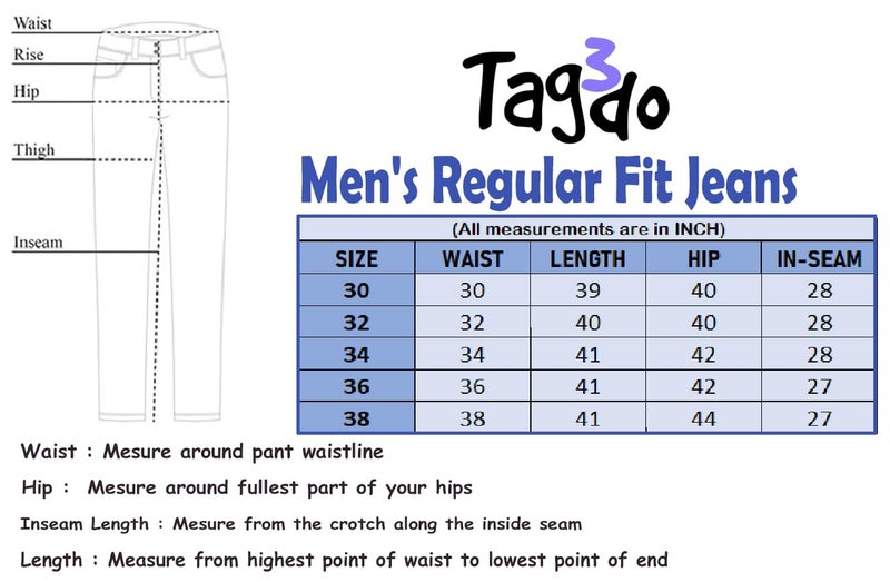 TAGDO® Men's Straight Fit Cotton Cargo Jeans Pant (Denim-Cargo-2040-Black-30) - Image 3