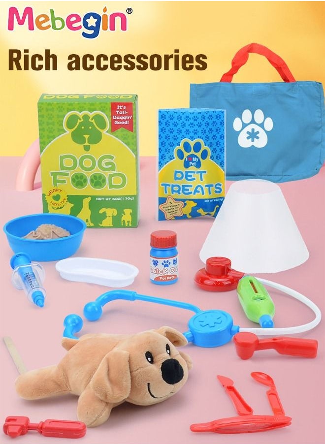 MEBEGIN 23 Pieces Vet Play Set, Examine and Treat Pet Vet Play Set, Kids Veterinary Play Set with Rich Accessories, Fun Vet Themed Playset with Shoulder Bag and Suffed Dog, Pretend Play Doctor Set for Kids Aged 3+  - Image 4