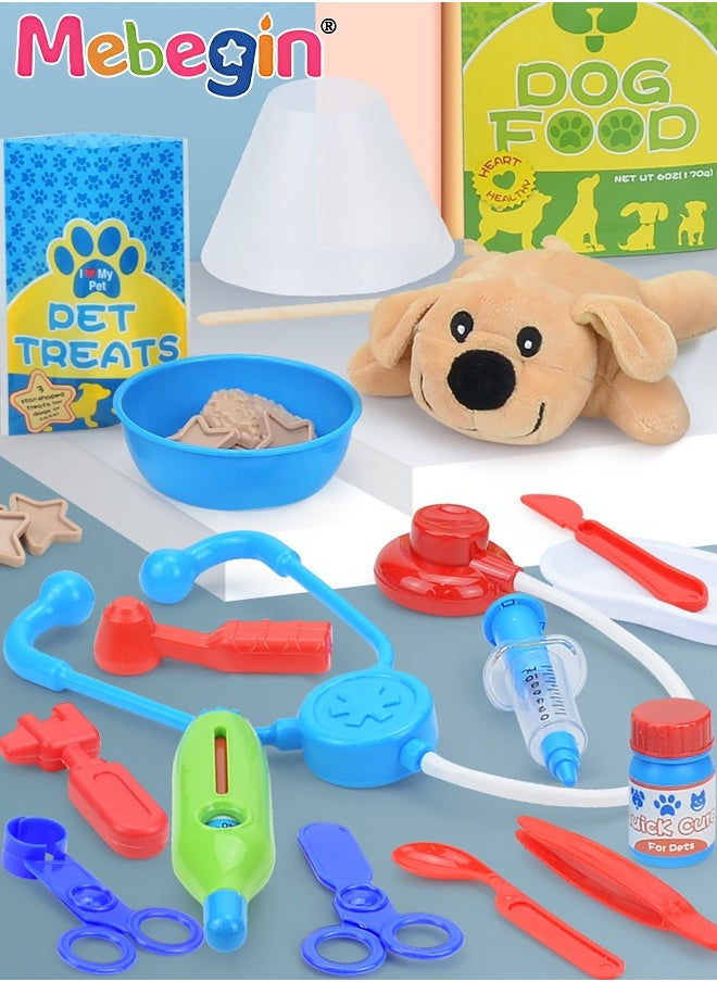 MEBEGIN 23 Pieces Vet Play Set, Examine and Treat Pet Vet Play Set, Kids Veterinary Play Set with Rich Accessories, Fun Vet Themed Playset with Shoulder Bag and Suffed Dog, Pretend Play Doctor Set for Kids Aged 3+  - Image 3
