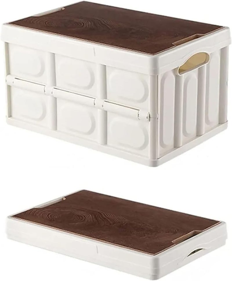 Portable Storage Box with Lid Collapsible Plastic Storage Cabinet Portable Storage Container for Outdoor Indoor Home Camping Picnic Car(40cm Wide 1 layer White) - Image 1