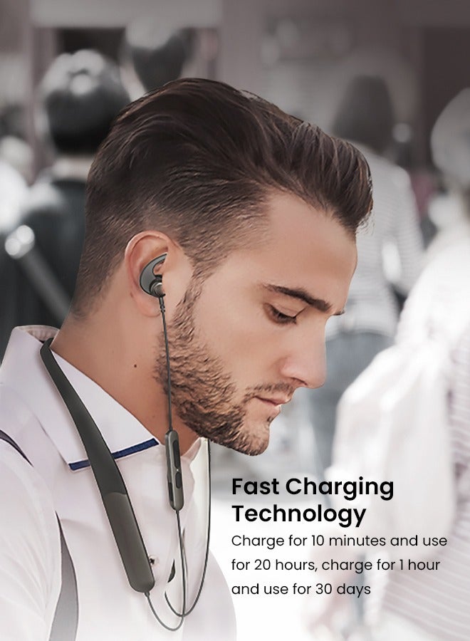 SEEKEN Soundbreeze Wireless Bluetooth Neckband Headphones - Black | 40 Hours Playtime | Magnetic Cable | Premium Design | High-Quality. - Image 3