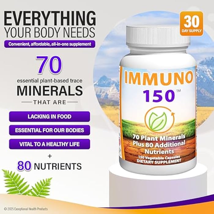 Immuno 150, Immune Support Supplement, Packed with 70 Plant Minerals, 13 Essential Vitamins and 68 Additional Nutrients-150 Vegetable Capsules- Immune Boost for All Age Groups - Image 2