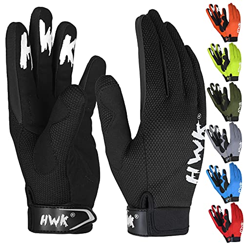 HWK Men Women Motorcycle Gloves Tactical Handwear with NonSlip Neoprene Palm Padding Versatile Temperature Resistant Riding Gear Black Small Dirt Bike Gloves - Image 1