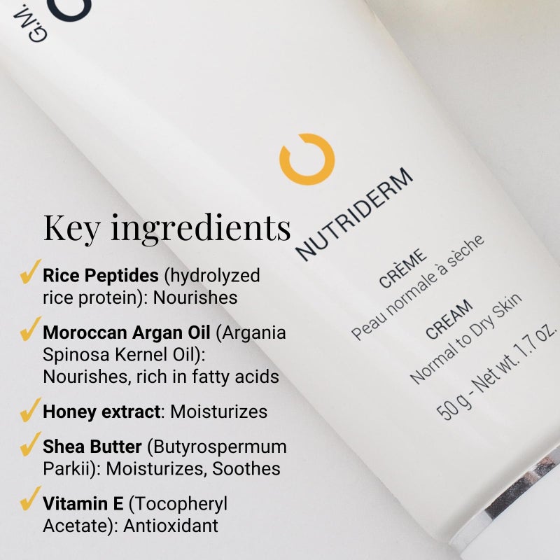 G.M. COLLIN Nutriderm Cream | Nourishing Daily Face Cream for Dry Skin | Moisturizing Skincare With Rice Peptides and Moroccan Argan Oil - Image 3