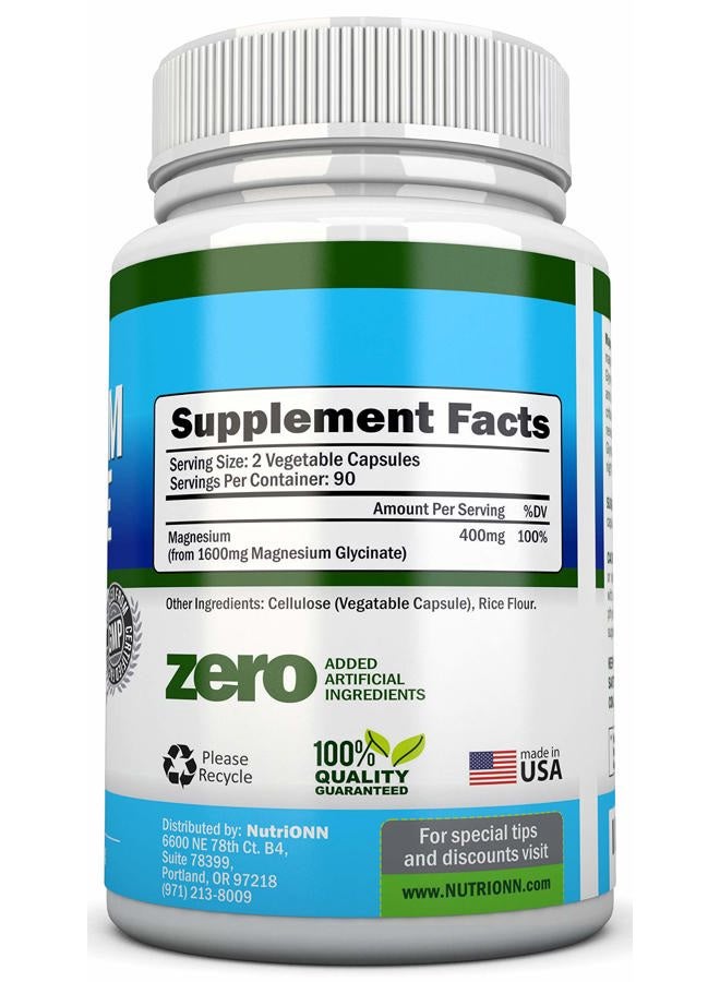 NutriONN Magnesium Glycinate - 1600 mg - 180 Vegan Capsules - Maximum Absorption - Chelate Vegan Supplement - High Bioavailability - Great for Heart Health and Muscle Cramps - Image 2