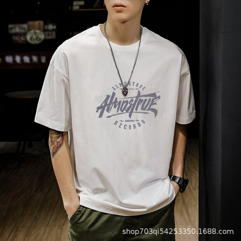200G Pure Cotton American Style Retro Trendy Brand Men'S T-Shirt Short Sleeve Explosions Personalized Pure Cotton T-Shirt 2023 Boys Loose - Image 4