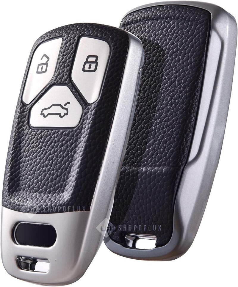 SHOPOFLUX TPU Leather Car Key Cover Compatible for Audi Q5, A5, A8, Q7, A4, A6 3 Button Smart Key - Image 1