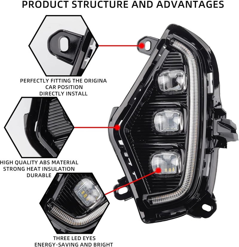 Dasbecan مجموعة مصابيح الضباب LED للقيادة النهارية من Dasbecan متوافقة مع تويوتا RAV4 2019 2020 2021 2022 2023 - Image 3