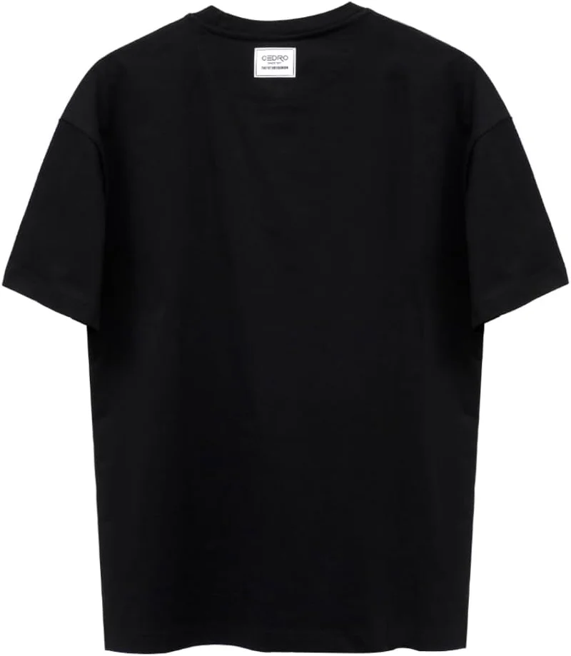 Cedro Cedro Men's Oversize Graphic Cotton Tee - Sustainable Black T-Shirt