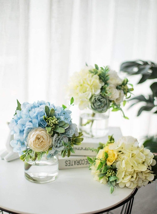 Peachjoy Artificial Flowers With Vases, Faux Flowers Rose Bouquet Table Decoration, Hydrangea Artificial Flower Table Wedding Party Family Bedroom Living Room Table Decoration (White) - Image 5