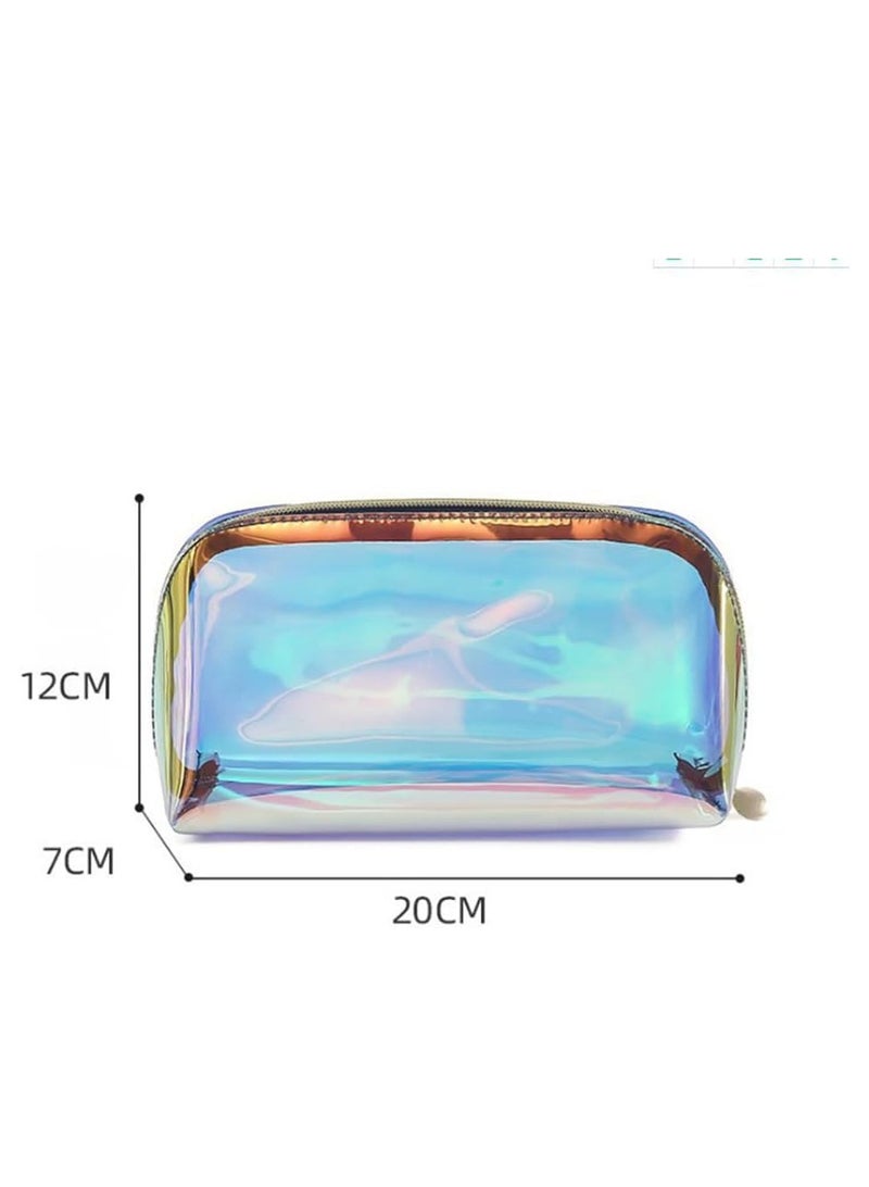 فولانري حقيبة مكياج ثلاثية الأبعاد مكونة من 3 قطع، حقائب أدوات تجميل شفافة نصف دائرية ملونة بسحاب، حقيبة مستحضرات تجميل محمولة للسفر، حقائب مستحضرات تجميل مقاومة للماء من مادة TPU لتنظيم أدوات المكياج، أدوات التجميل النسائية، السفر، حافظة أقلام - Image 3
