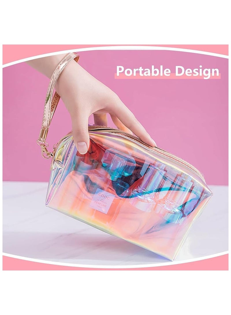فولانري حقيبة مكياج ثلاثية الأبعاد مكونة من 3 قطع، حقائب أدوات تجميل شفافة نصف دائرية ملونة بسحاب، حقيبة مستحضرات تجميل محمولة للسفر، حقائب مستحضرات تجميل مقاومة للماء من مادة TPU لتنظيم أدوات المكياج، أدوات التجميل النسائية، السفر، حافظة أقلام - Image 5