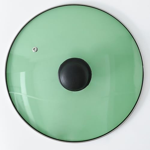 UMAI Glass Pot Lid for Utensils (Small - 16 cm) | Universal Cooking Lid With Steel Rim for Kadai & Pans (Green) - Image 2