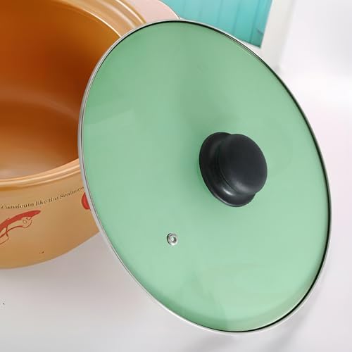 UMAI Glass Pot Lid for Utensils (Small - 16 cm) | Universal Cooking Lid With Steel Rim for Kadai & Pans (Green) - Image 1