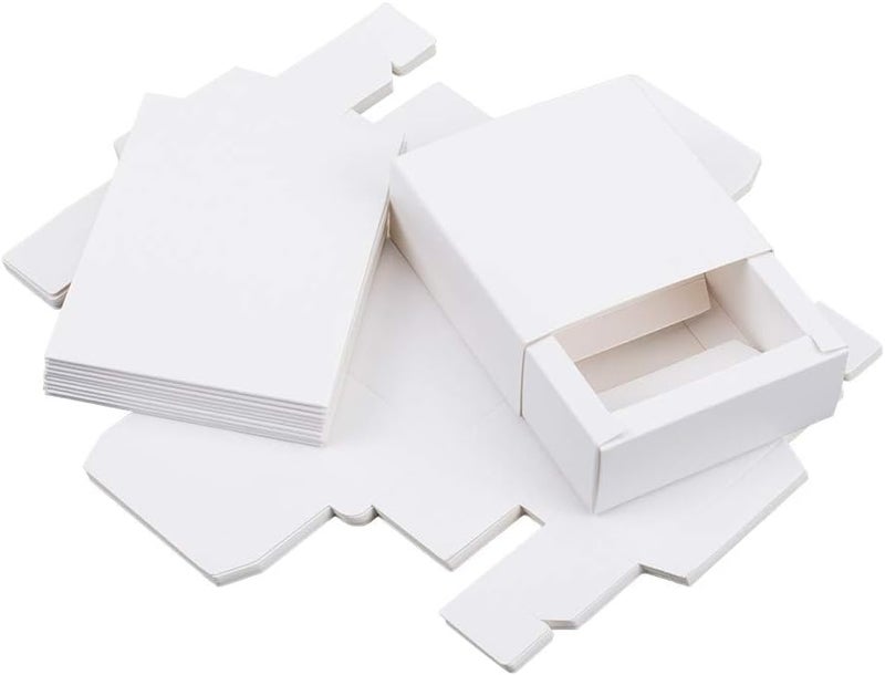 BENECREAT Pack of 30 Kraft Paper Drawer Boxes 8.5 x 8.5 x 3.5 cm White Soap Jewellery Favours Small Gift Boxes for Gift Wrapping, Christmas, Wedding, Party Favours - Image 5