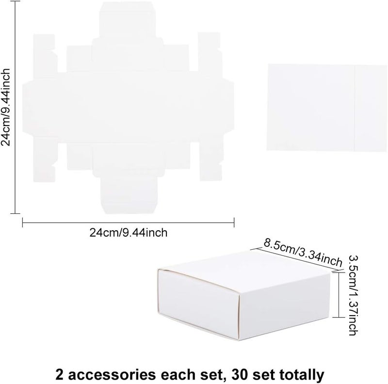 BENECREAT Pack of 30 Kraft Paper Drawer Boxes 8.5 x 8.5 x 3.5 cm White Soap Jewellery Favours Small Gift Boxes for Gift Wrapping, Christmas, Wedding, Party Favours - Image 3