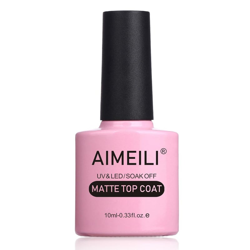 AIMEILI Soak Off U V LED Gel Nail Polish - No Wipe Matte Top Coat 10ml - Image 1