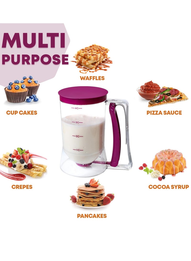 Generic Clear Batter Dispenser Pancake Batter Dispenser with Squeeze Handle Pancake Maker with Measuring Label for Cupcakes, Pancakes, Waffles  - Image 1