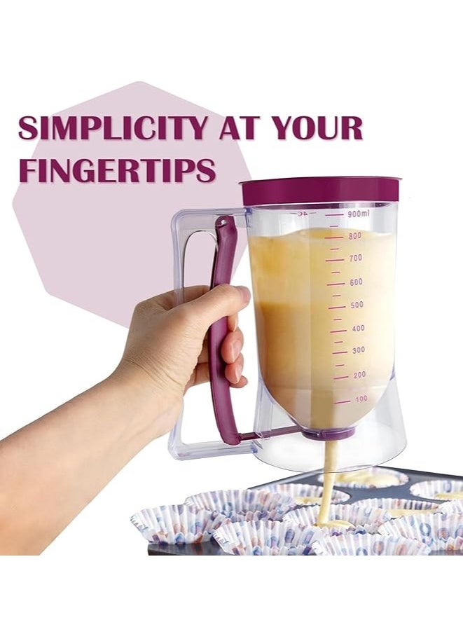 Generic Clear Batter Dispenser Pancake Batter Dispenser with Squeeze Handle Pancake Maker with Measuring Label for Cupcakes, Pancakes, Waffles  - Image 4