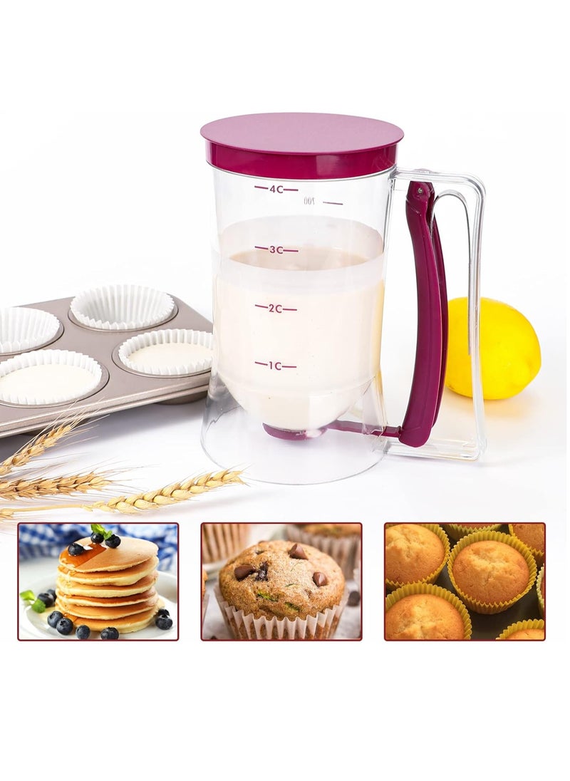 Generic - Clear Batter Dispenser Pancake Batter Dispenser with Squeeze Handle Pancake Maker with Measuring Label for Cupcakes, Pancakes, Waffles - Image 1