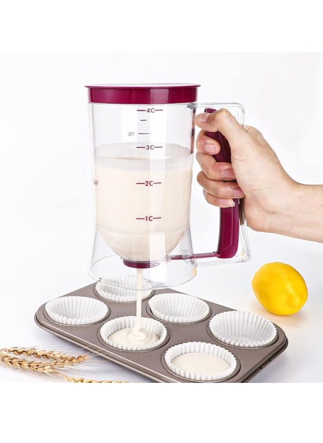 Generic - Clear Batter Dispenser Pancake Batter Dispenser with Squeeze Handle Pancake Maker with Measuring Label for Cupcakes, Pancakes, Waffles - Image 1