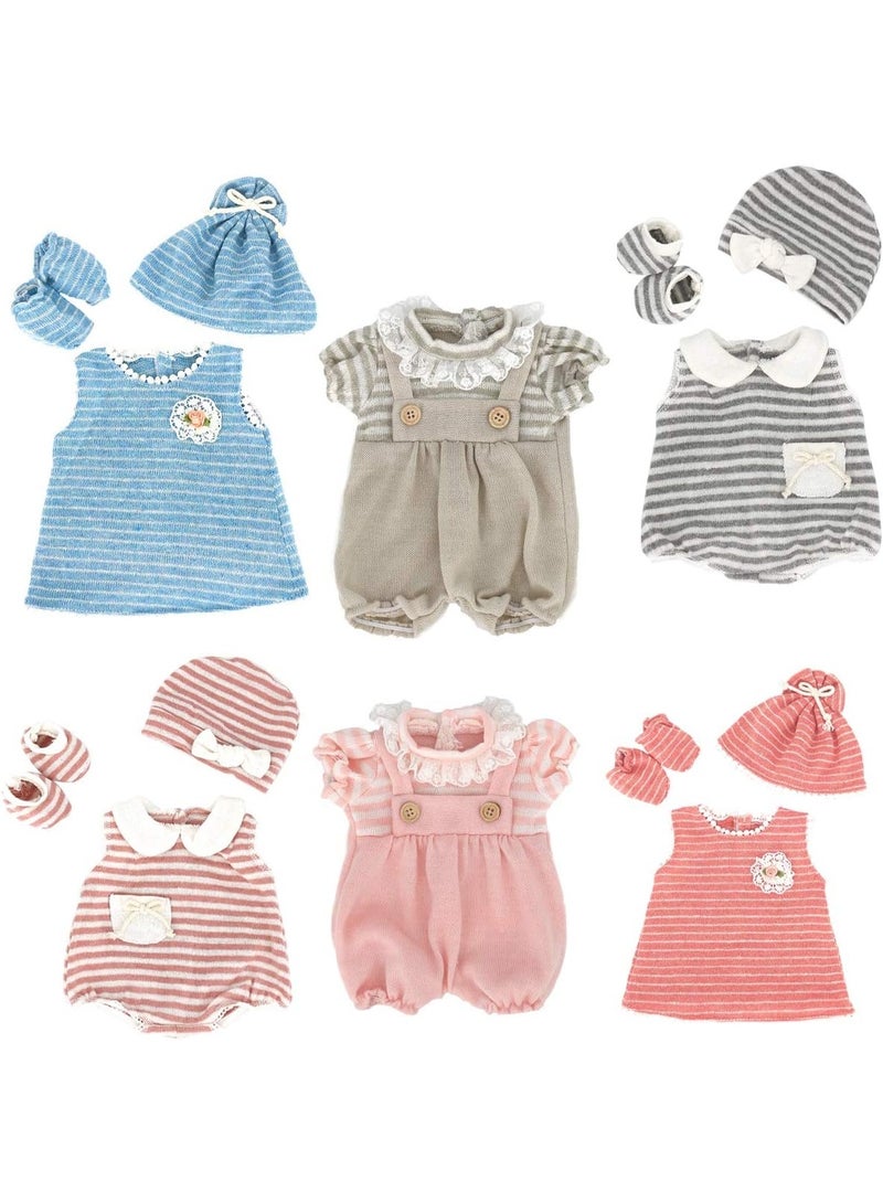 DC-BEAUTIFUL 6 Set Clothes Gift for Infant, Girl Baby, 14 Inch -18 Inch Includes Doll Outfits Dress Hat Socks, Total 14 Pcs Onesies Clothes Pajamas Costumes - Image 1