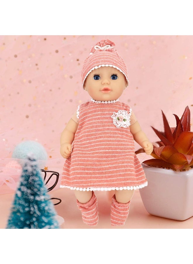DC-BEAUTIFUL 6 Set Clothes Gift for Infant, Girl Baby, 14 Inch -18 Inch Includes Doll Outfits Dress Hat Socks, Total 14 Pcs Onesies Clothes Pajamas Costumes - Image 3