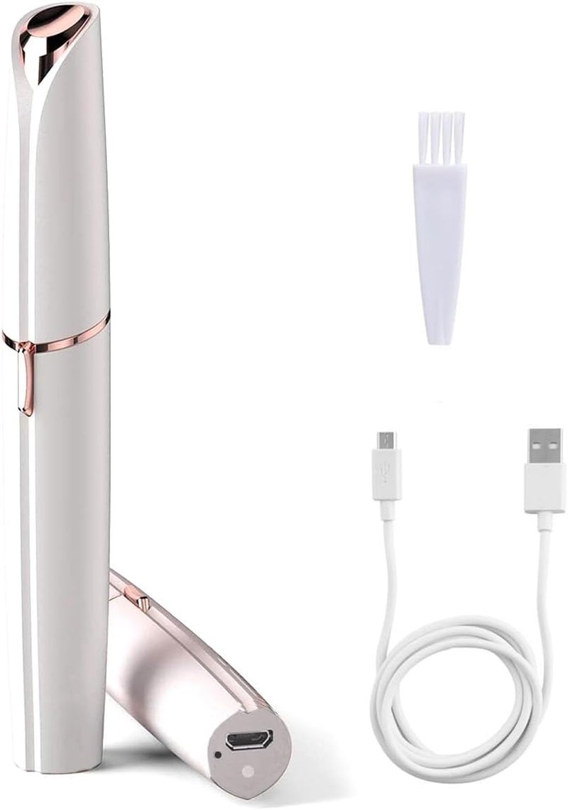 MARK STORE Eyebrow Trimmer & Facial Hair Removal, 2 in 1 Eyebrow Razor and Hair Remover, Rechargeable Painless Razors for Face Peach Fuzz, Eyebrow, Lips, Body, Chin, Arms, with Built-in LED Light (White Pencil) - Image 1