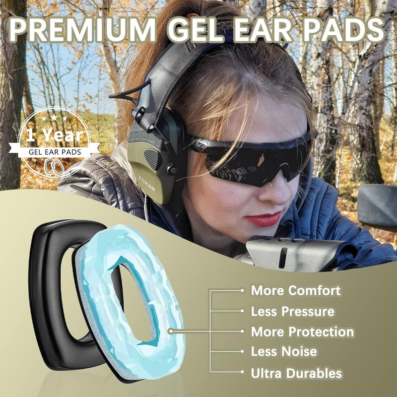 Zohan EM054 Electronic Shooting Ear Protection with Gel Ear Pads, Slim Active Noise Reduction Earmuffs with 4X Sound Amplification for Gun Range - Image 2