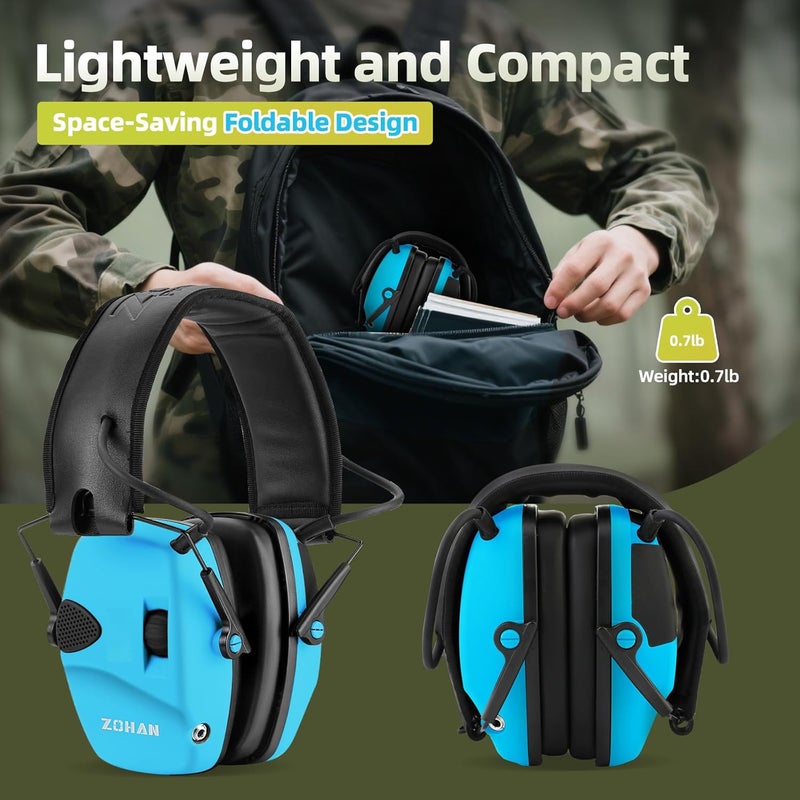 Zohan EM054 Electronic Shooting Ear Protection with Gel Ear Pads, Slim Active Noise Reduction Earmuffs with 4X Sound Amplification for Gun Range - Image 5