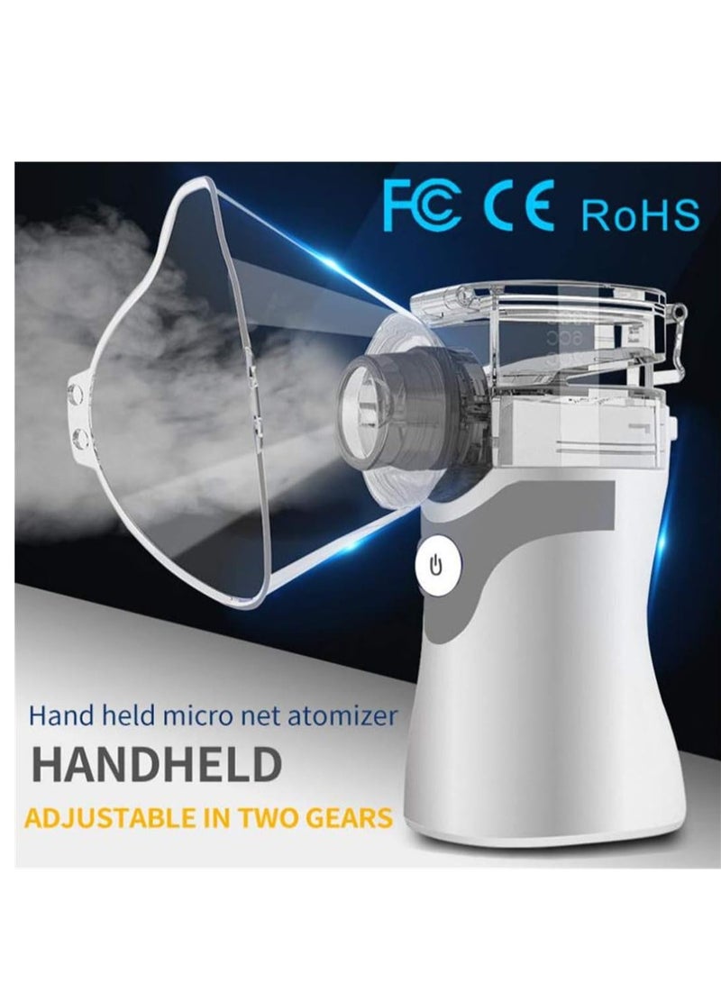 ELTRAZONE Portable Mini Vaporizers Cool Mist Inhaler Handheld Travel Steam Compressor Machine Humidifier for Adults and Kids Mesh Inhalators with Masks (Grey) - Image 1