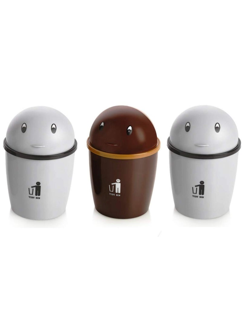 Veer VEER Plastic Dustbin Trash Can with Sliding Lid for Home Office Kitchen Car Dustbins Bedroom Dustbin Pack of 3 21X14X14cm  - Image 1