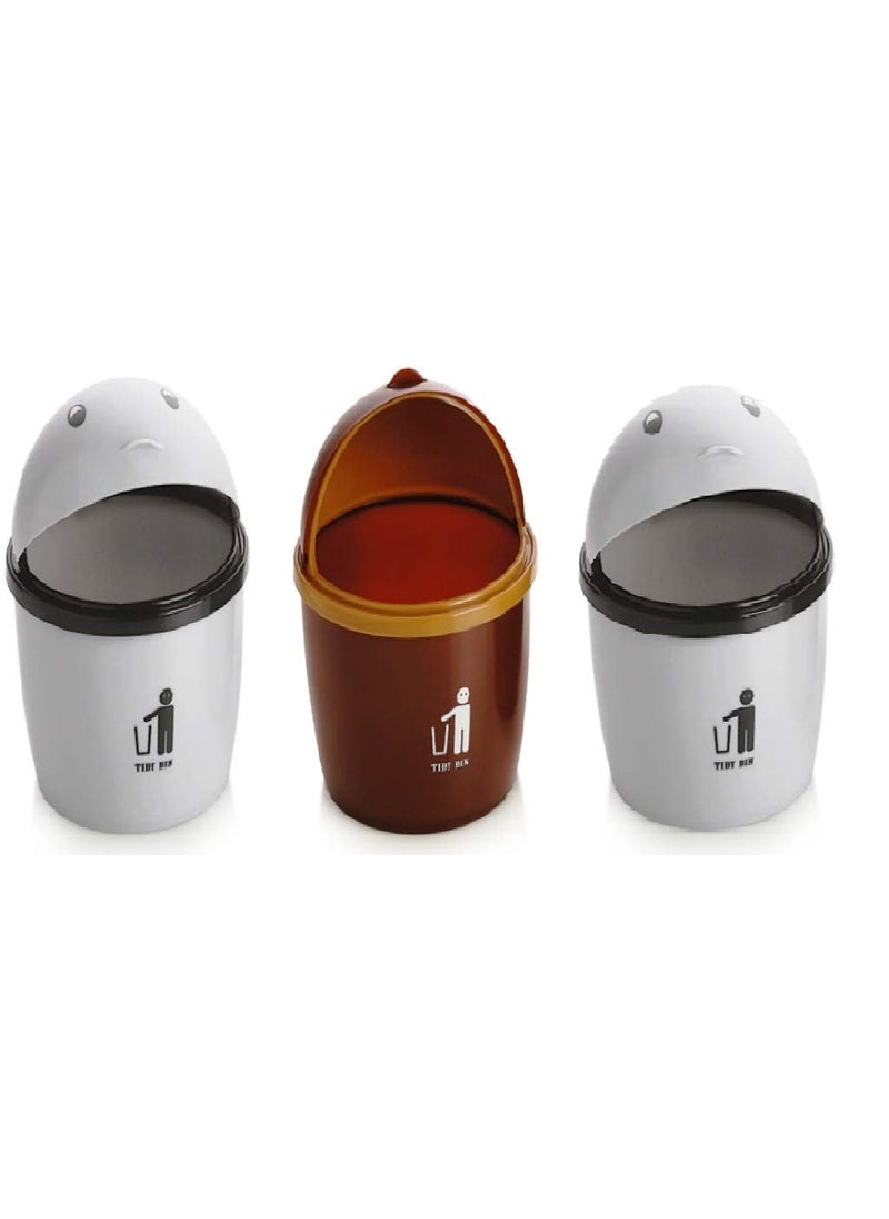 Veer VEER Plastic Dustbin Trash Can with Sliding Lid for Home Office Kitchen Car Dustbins Bedroom Dustbin Pack of 3 21X14X14cm  - Image 2