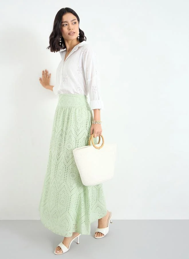 Styli Styli White Broderie Oversized Shirt